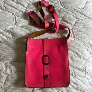 Patricia Nash Venezia Crossbody Pouch in Hot Pink with Orange highlighting